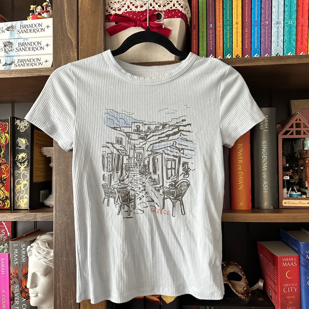 American Eagle Ribbed Greece Graphic Tee